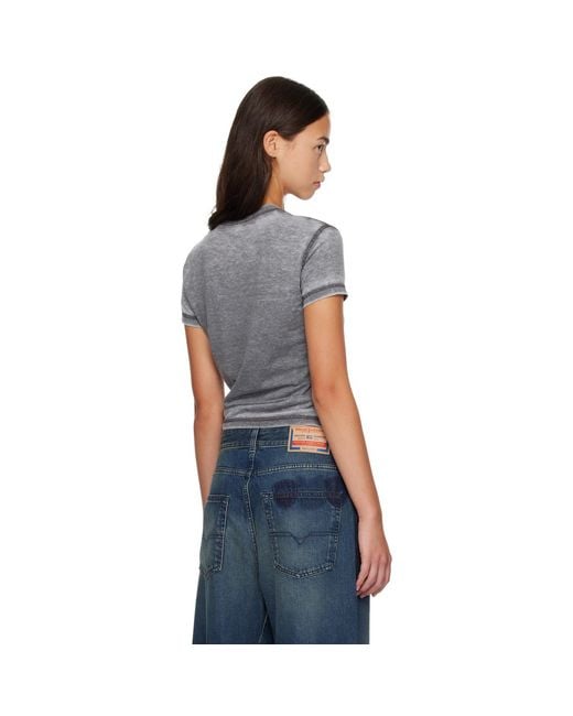 DIESEL Blue Rhinestones & Burnout Effect Jersey T-Shirt