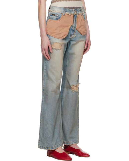 ANDERSSON BELL Black Deconstructed Dirty Wash Bootcut Jeans