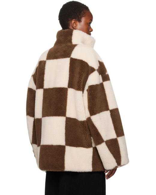 Stand Studio Natural Off-white & Brown Dani Faux-fur Jacket