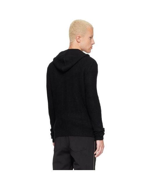 Rick Owens Black Tower Felt Cashmere Hoodie for men