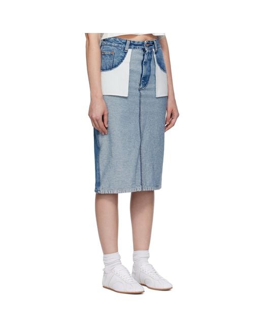 MM6 by Maison Margiela Blue Faded Denim Midi Skirt