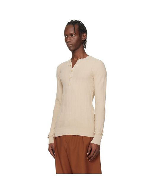 Dries Van Noten Multicolor Rib-Knit Henley for men