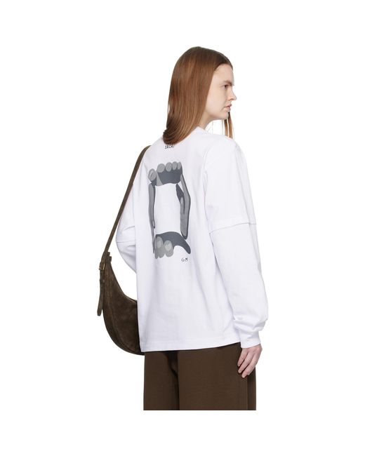 Sacai White 'Geoff Print L/S T-Shirt