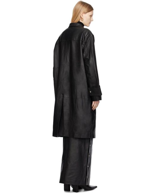 REMAIN Birger Christensen Black Drapy Leather Jacket