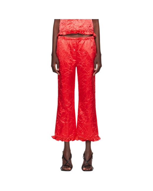 MERYLL ROGGE Red Creased Satin Trousers