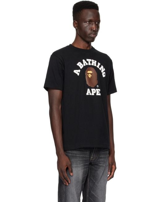 A Bathing Ape Black College T-shirt for men