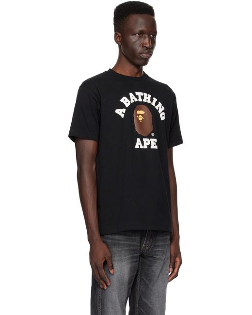T-shirt noir à logo de style collégial A Bathing Ape pour homme en coloris Black
