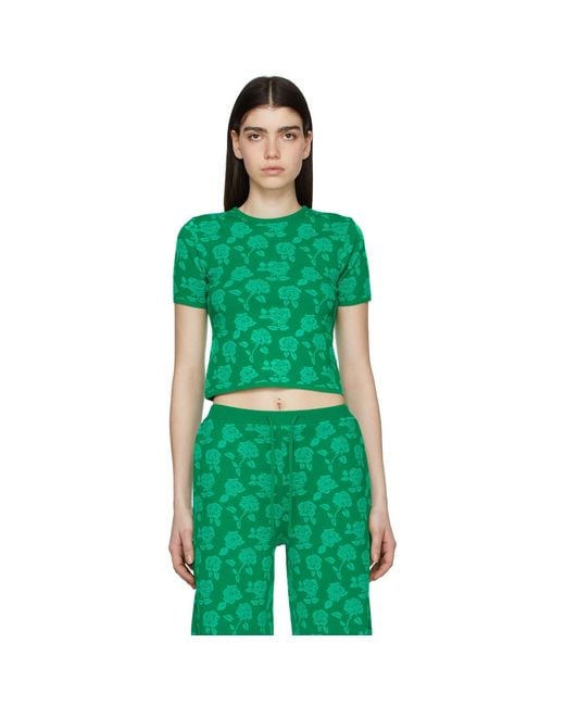 Pushbutton Green Polyester T-shirt