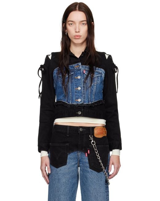 ANDERSSON BELL Black Levi's Edition Half Trucker Denim Jacket