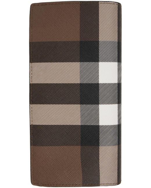 Portefeuille brun à carreaux Burberry pour homme en coloris Gray