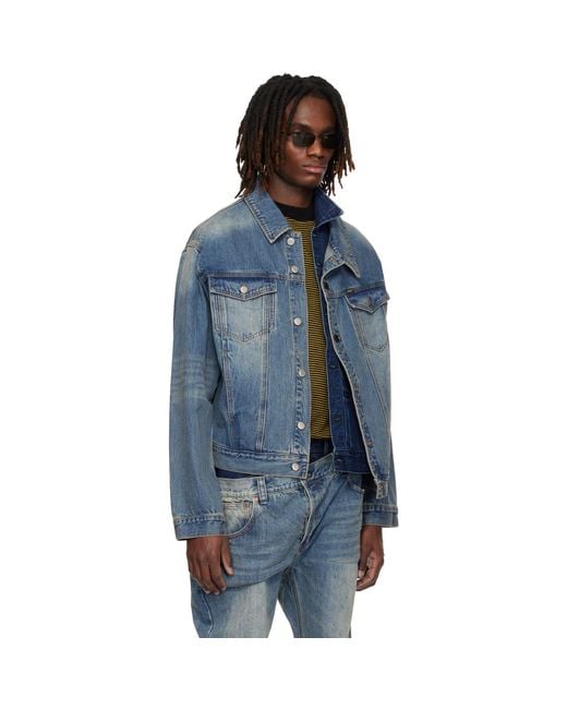 ANDERSSON BELL Blue Asymmetric Layered Denim Jacket for men