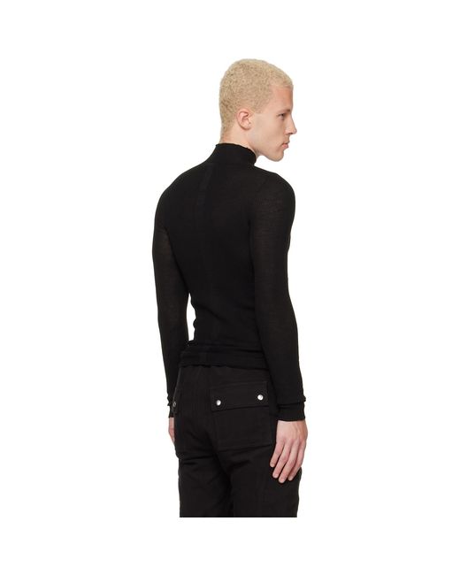 Rick Owens Black Tower Ribbed Lupetto Sweater for men