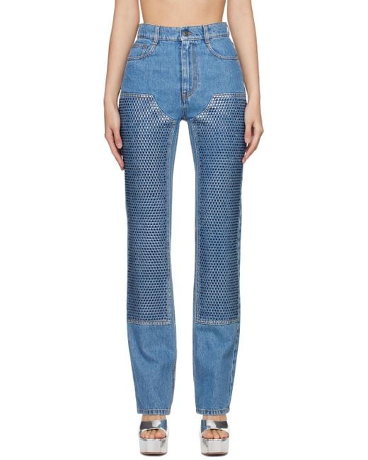 Area Blue Embellished Straight Leg Jeans