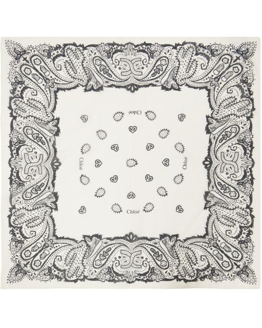 Chloé オフホワイト& バンダナ スカーフ Metallic