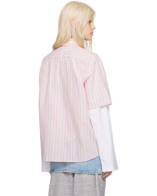 Acne White Pink Stripe Shirt