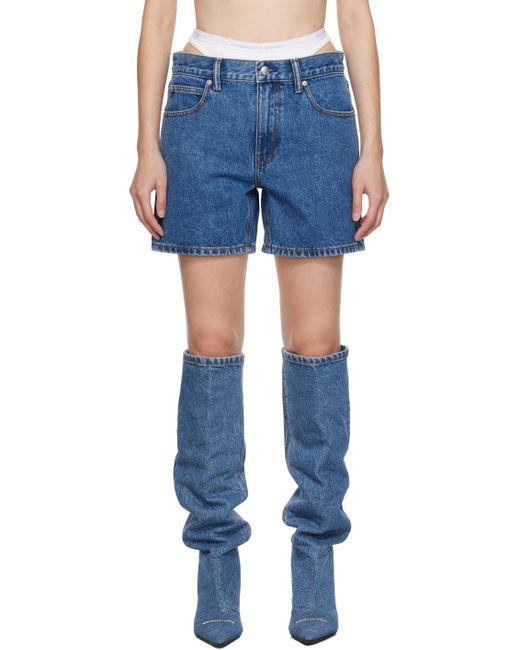 Alexander Wang Blue Layered Denim Shorts