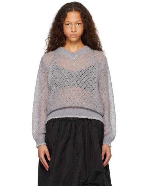 Simone Rocha Gray Tinsel Sweater