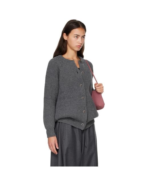 &Daughter Gray Rowan Rib Crewneck Cardigan