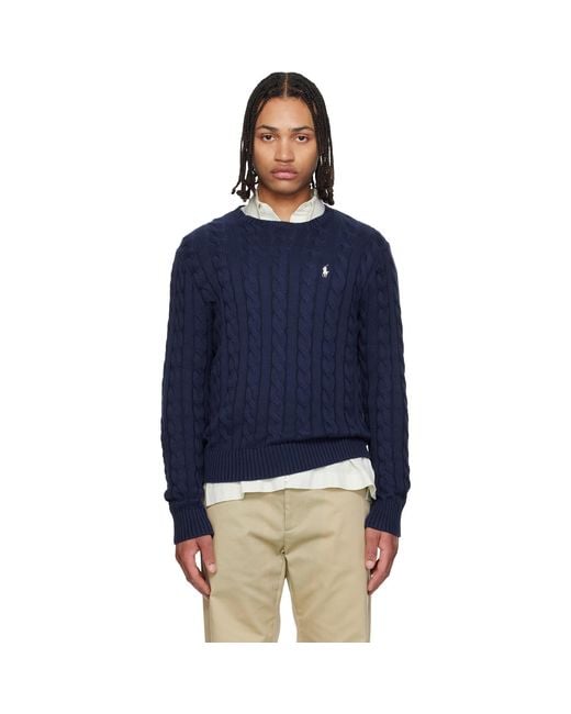 Polo Ralph Lauren Blue Cable-Knit Cotton Sweater for men