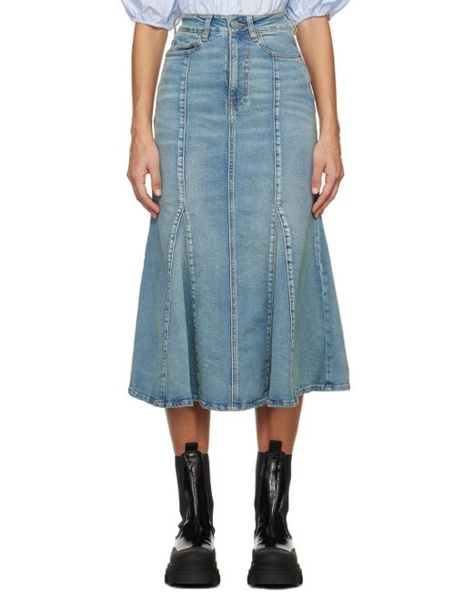 Ganni Blue Tint Denim Maxi Skirt