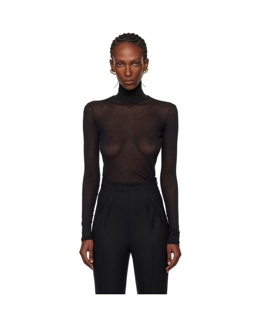 Mugler Black Turtleneck Top