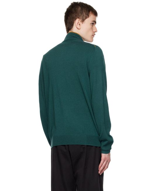 PS by Paul Smith Green Blue Half Zip Sweater for men