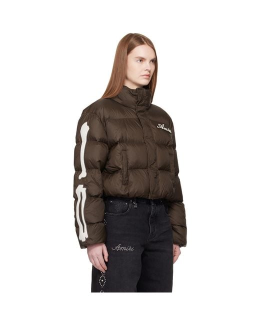 Amiri Brown Bones Cropped Down Jacket