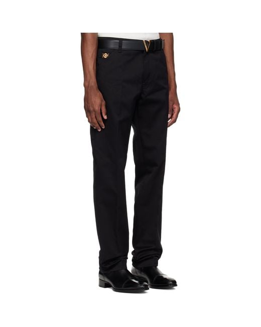 Versace Black Cotton-Gabardine Chino Trousers for men
