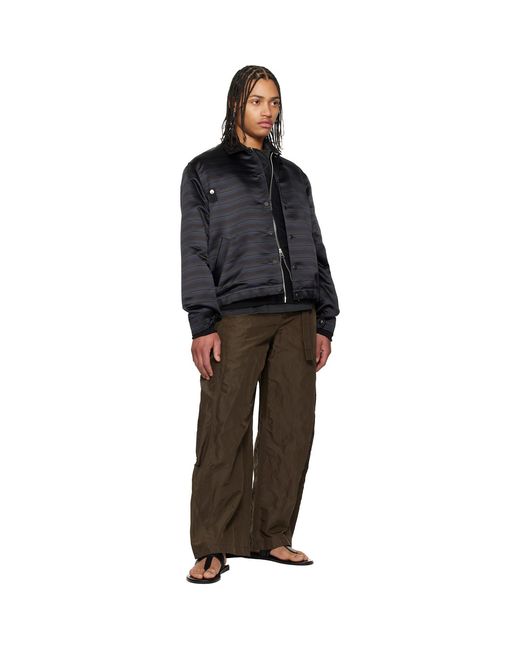 Sacai Black Horizontal Stripe Blouson Bomber Jacket for men