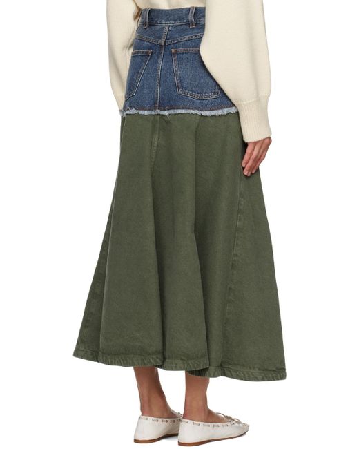 Chloé Blue & Green Flared Maxi Skirt