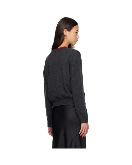 Loulou de Saison Black Nicola Bicolor Cashmere Cardigan
