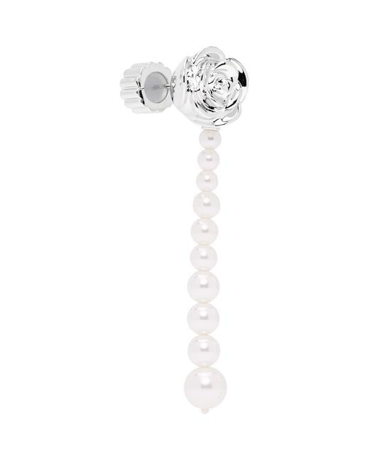 ShuShu/Tong Black Yvmin Edition Faux-Pearl Chain Rose Single Earring