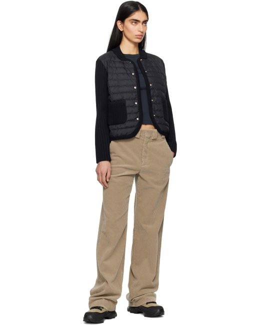 Moncler Black Padded Wool Down Cardigan