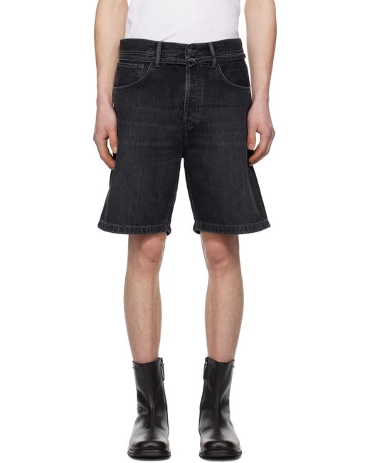 メンズ Acne ブラック ルーズフィット デニムショートパンツ Black