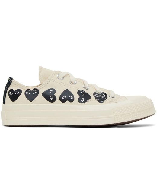COMME DES GARÇONS PLAY Black Comme Des Garçons Play Beige Converse Edition Chuck 70 Multi Heart Sneakers