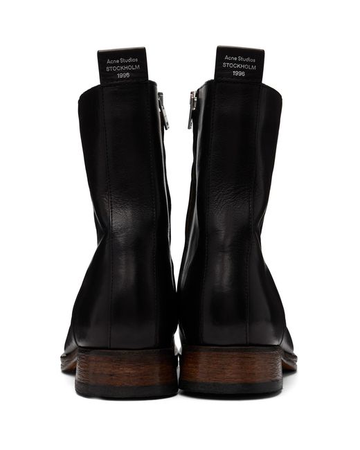 Acne Black Leather Ankle Boot for men
