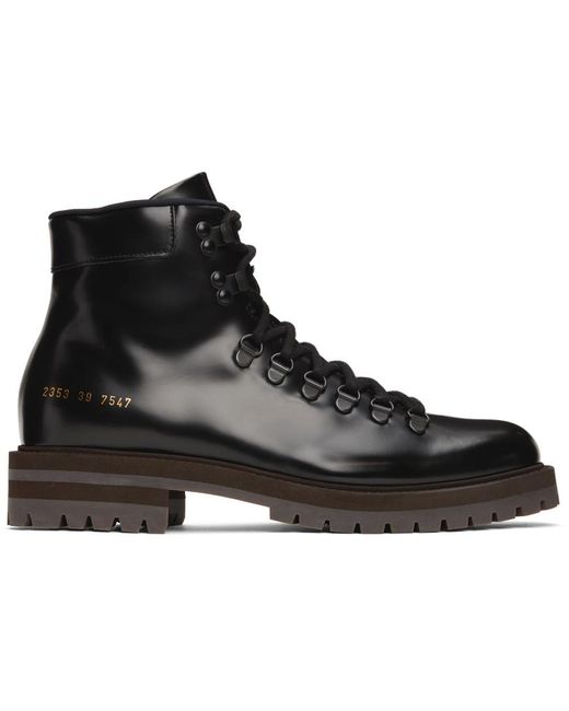 Common Projects Black Leather Hiking Boots for men