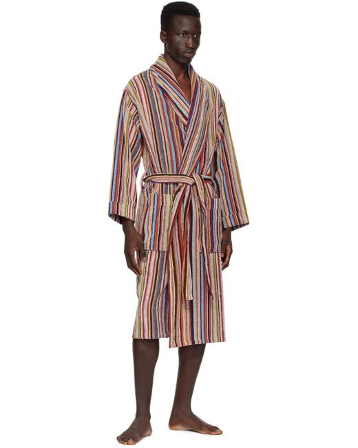 Paul Smith Black Multicolor Signature Stripe Robe for men