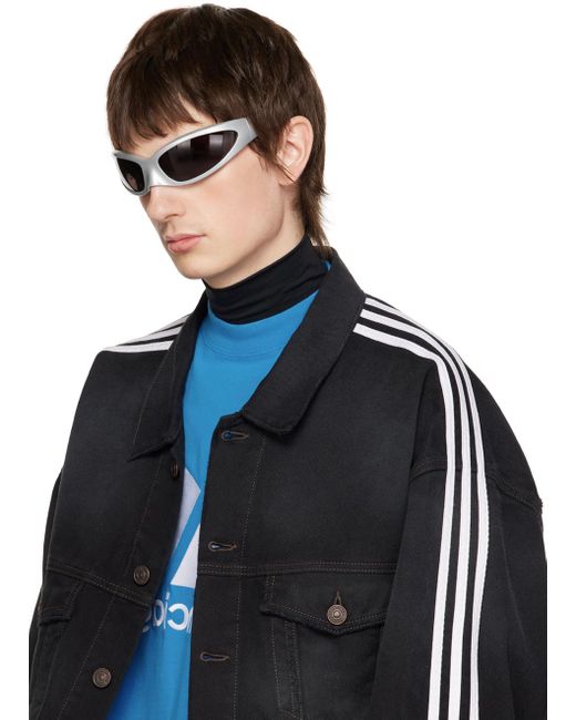 Balenciaga Black Silver Skin Cat Sunglasses for men
