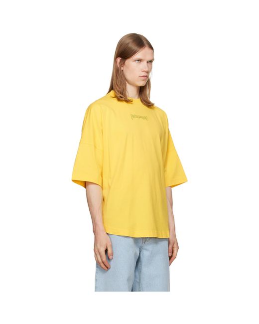 Palm Angels Yellow Outline Logo Over T-Shirt for men