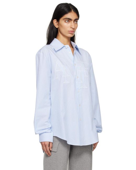 Chemise bleue à rayures fines Amiri en coloris White