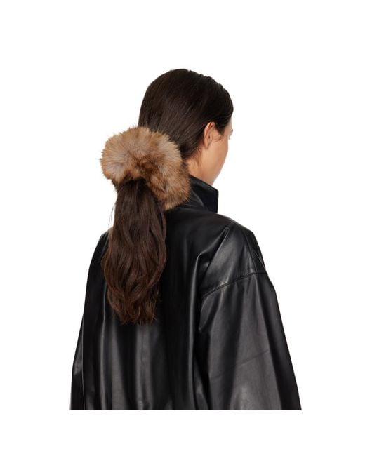Balenciaga Brown Holli Faux Fur Scrunchie