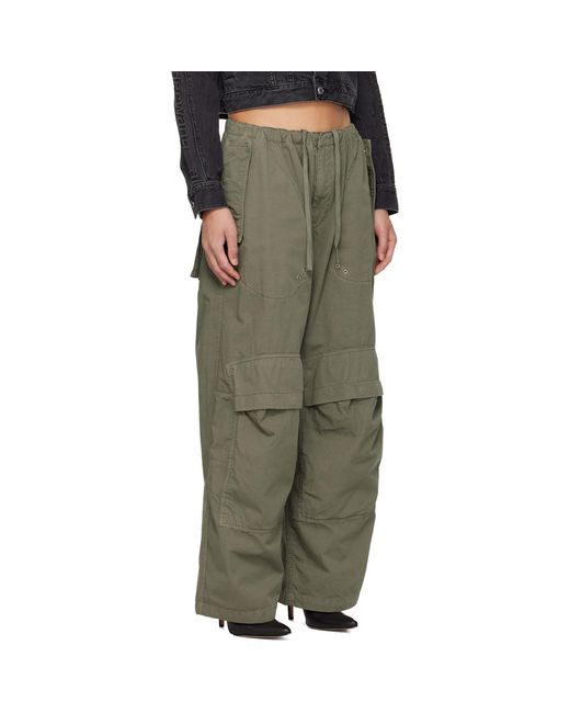 Alexander Wang Green Khaki Mid-Rise Articulated Pockets Cargo Pants