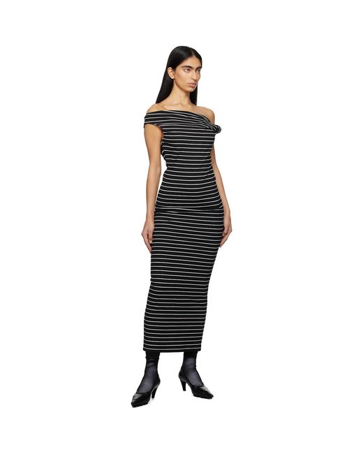 MSGM Black Striped Midi Dress