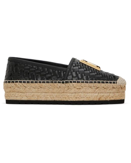 サンダル・ミュール BALMAIN 'Alex' espadrilles Alex monogram jacquard and leather espadrilles black black