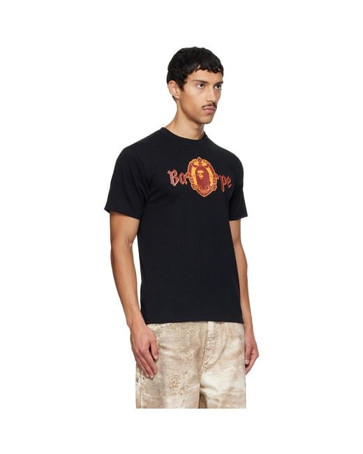 A Bathing Ape Black Old English Logo T-Shirt for men