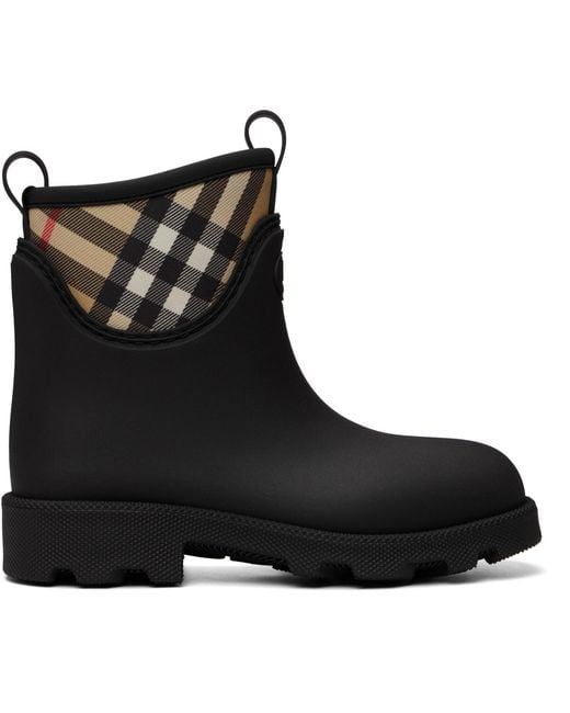 Burberry Black Rubber Marsh Stamp Low Boots