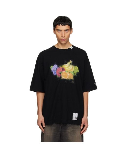 Maison Mihara Yasuhiro Black Fruit Printed T-Shirt for men