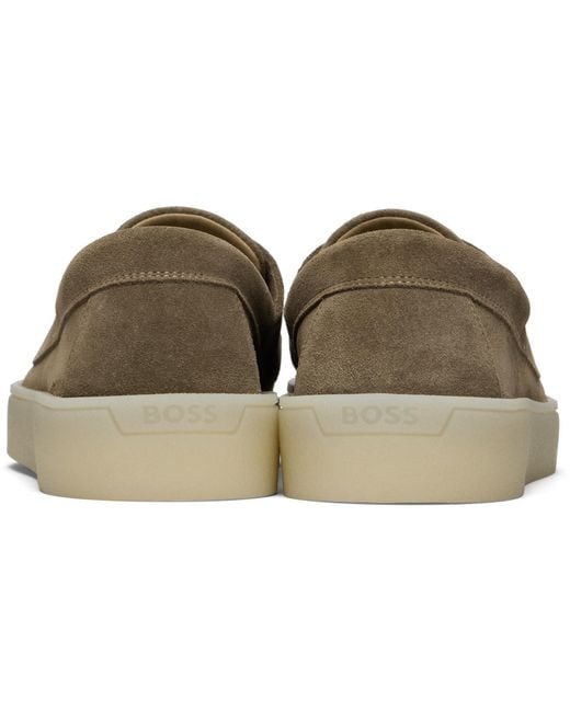 Boss Black Suede Boat Shoes for men