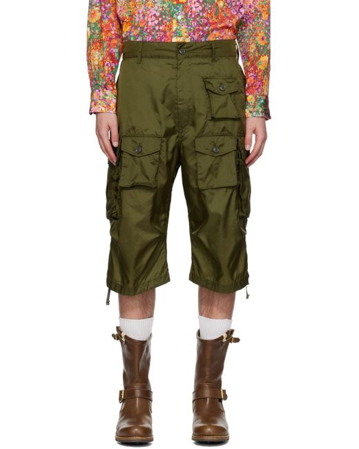 Engineered Garments Green Drawstring Cargo Shorts for men